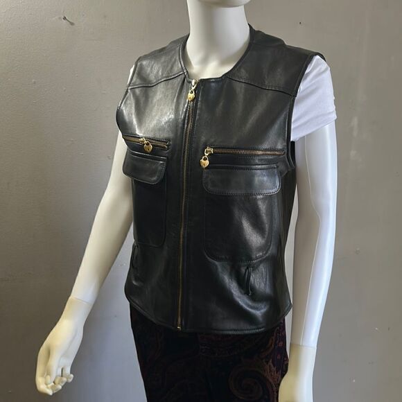 Vakko Sport Leather Biker Vest - Picture 1 of 4